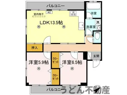 ハイツ・タイチ Ⅰ棟2-(2LDK/2階)の間取り写真