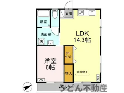 ハイツ・タイチ Ⅱ棟2-(1LDK/2階)の間取り写真