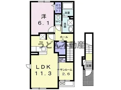 マルリⅢ(1LDK/2階)の間取り写真