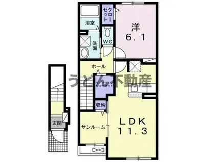 プレッソ太田Ⅰ(1LDK/2階)の間取り写真