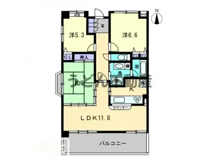 サウスフォレスト(3LDK/7階)の間取り写真