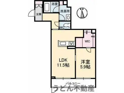 ベルセーヌ(1LDK/1階)の間取り写真
