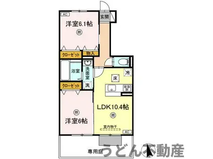 サン・フローラ Ⅱ(2LDK/1階)の間取り写真