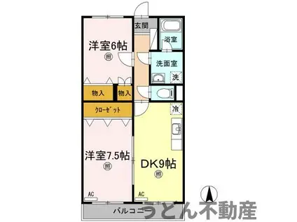 GNOSIS Ⅰ(2DK/2階)の間取り写真