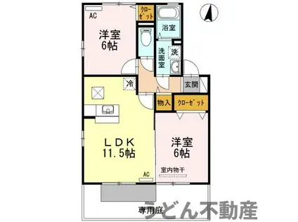 アレズⅠ番館(2LDK/1階)の間取り写真