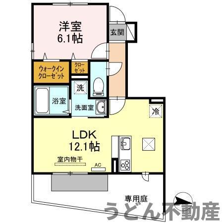 セジュール澄Ⅱ B棟(1LDK/1階)の間取り写真