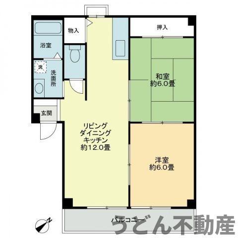 フォブール三幸 B(2LDK/2階)の間取り写真