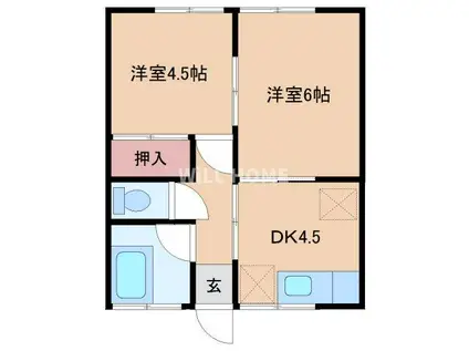 紀勢本線 黒江駅 徒歩20分 2階建 築53年(2DK/1階)の間取り写真