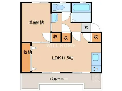 紀勢本線 和歌山市駅 徒歩21分 4階建 築49年(1LDK/3階)の間取り写真