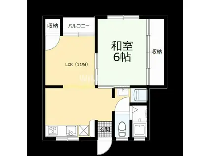 阪和線 紀伊駅 徒歩13分 4階建 築57年(1LDK/2階)の間取り写真