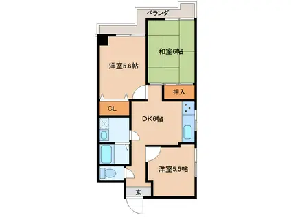南海電鉄加太支線 東松江駅(和歌山) 徒歩18分 5階建 築31年(3DK/2階)の間取り写真