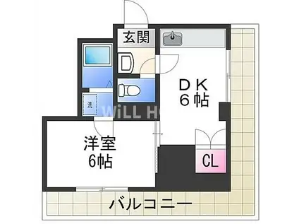 南海電鉄南海本線 和歌山市駅 徒歩10分 7階建 築36年(1DK/6階)の間取り写真