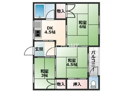南海電鉄南海本線 紀ノ川駅 徒歩5分 1階建 築46年(2K/1階)の間取り写真