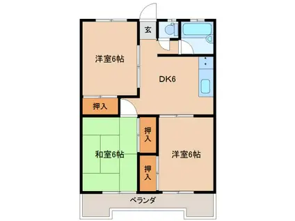 コーポサンライト(3DK/5階)の間取り写真