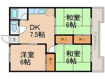 コーポサンライト(3DK/4階)の間取り写真