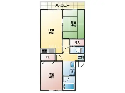 南海電鉄南海本線 紀ノ川駅 徒歩4分 2階建 築27年(2LDK/2階)の間取り写真