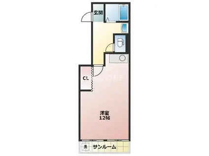 紀勢本線 和歌山市駅 徒歩11分 4階建 築49年(1K/3階)の間取り写真