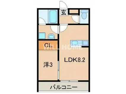 エクストリーム西小二里(1LDK/2階)の間取り写真