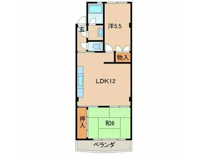 紀勢本線 紀和駅 徒歩7分 4階建 築47年(2LDK/4階)の間取り写真