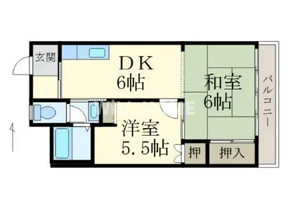 薮田マンション(1LDK/4階)の間取り写真