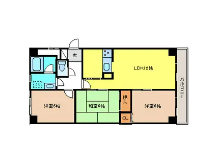 南海電鉄南海本線 紀ノ川駅 徒歩14分 9階建 築27年(3LDK/5階)の間取り写真