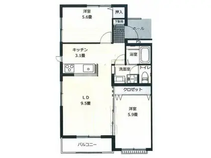 南海電鉄南海本線 紀ノ川駅 徒歩19分 3階建 築30年(2LDK/3階)の間取り写真