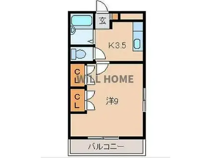 紀勢本線 宮前駅 徒歩22分 4階建 築31年(1K/3階)の間取り写真
