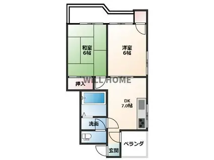 はまゆうビル(2DK/3階)の間取り写真