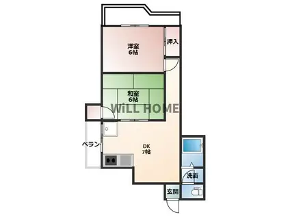 はまゆうビル(2DK/5階)の間取り写真