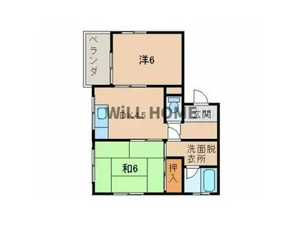 紀勢本線 宮前駅 徒歩35分 2階建 築44年(2DK/2階)の間取り写真