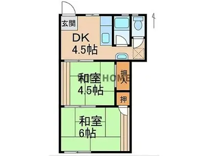 コーポなかよし(2DK/1階)の間取り写真