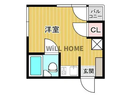 コーポピープル(ワンルーム/2階)の間取り写真