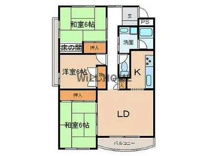 南海電鉄和歌山港線 和歌山港駅 徒歩58分 3階建 築36年(3LDK/2階)の間取り写真
