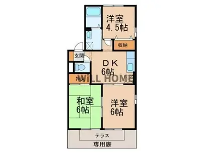 南海電鉄和歌山港線 和歌山港駅 バス乗車時間：12分 築地橋バス停で下車 徒歩4分 2階建 築27年(3DK/1階)の間取り写真