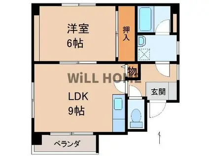 紀勢本線 和歌山市駅 徒歩17分 7階建 築29年(1LDK/6階)の間取り写真