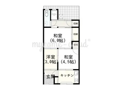 和歌山県和歌山市 1階建 築55年(3K/1階)の間取り写真