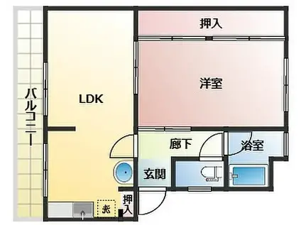 紀勢本線 黒江駅 徒歩18分 3階建 築52年(1LDK/3階)の間取り写真