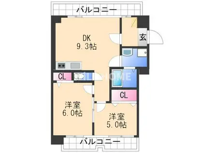 紀勢本線 和歌山駅 徒歩10分 7階建 築41年(2LDK/7階)の間取り写真