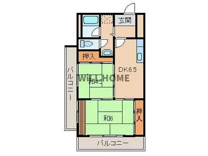南海電鉄南海本線 紀ノ川駅 徒歩8分 4階建 築51年(2DK/3階)の間取り写真