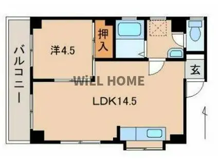 紀勢本線 紀三井寺駅 徒歩32分 3階建 築39年(1LDK/3階)の間取り写真