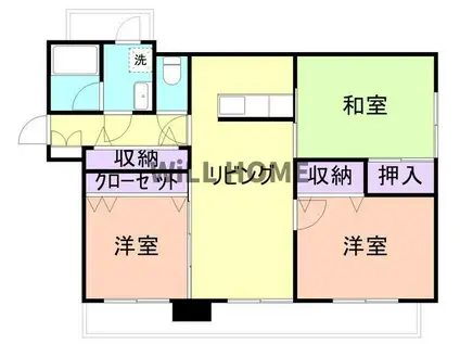 阪和線 和歌山駅 徒歩12分 3階建 築47年(3LDK/3階)の間取り写真