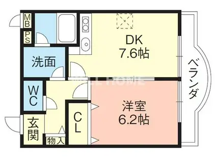 紀勢本線 紀三井寺駅 徒歩9分 4階建 築26年(1DK/1階)の間取り写真