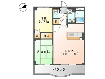 ラフォーレ21(2LDK/1階)の間取り写真