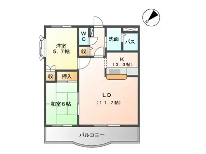 ラフォーレ21(2LDK/2階)の間取り写真