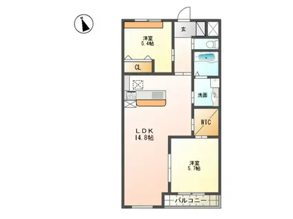 AISANCE(2LDK/1階)の間取り写真