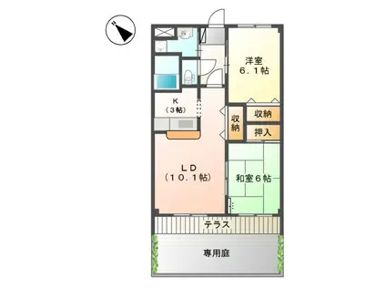 サンハイム中村(2LDK/1階)の間取り写真