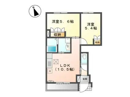 和歌山県岩出市 2階建 築15年(2LDK/1階)の間取り写真