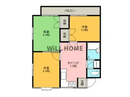 紀勢本線 紀和駅 徒歩19分 2階建 築37年(3DK/2階)の間取り写真