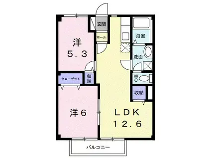 カーム松本B(2LDK/1階)の間取り写真