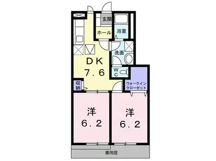 ドウセゾン(2DK/1階)の間取り写真